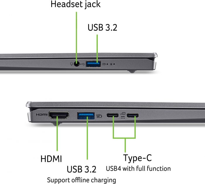 Ноутбук Acer Swift Go 14 SFG14-64 14" WUXGA OLED, AMD R5-340, 16GB, F512GB, UMA, Win11, сріблястий