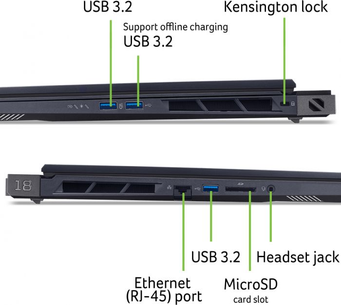 Ноутбук Acer Predator Helios 18 PH18-73 18" WQXGA IPS, Intel U9-275HX, 32GB, F1TB, NVD5080-16, Lin, чорний