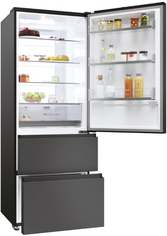 Холодильник Haier багатодверний, 190.5x70х64.8, холод.відд.-354л, мороз.відд.-174л, 3дв., А+, NF, інв., дисплей, зона нульова, чорний