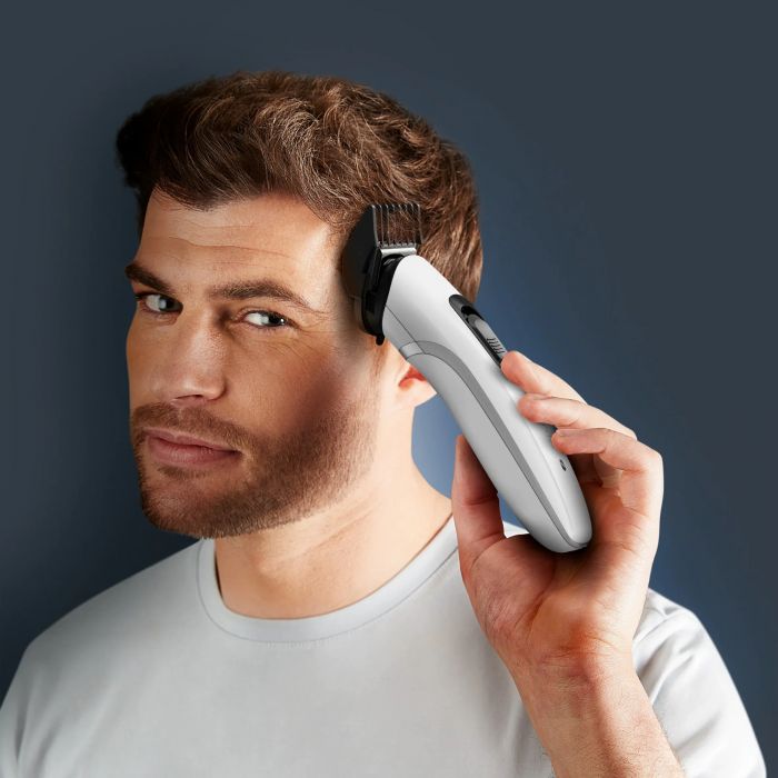 Тример Rowenta Trim&Style, для бороди, носа, вусів і голови, мережа+акум., насадок-7, сталь, білий