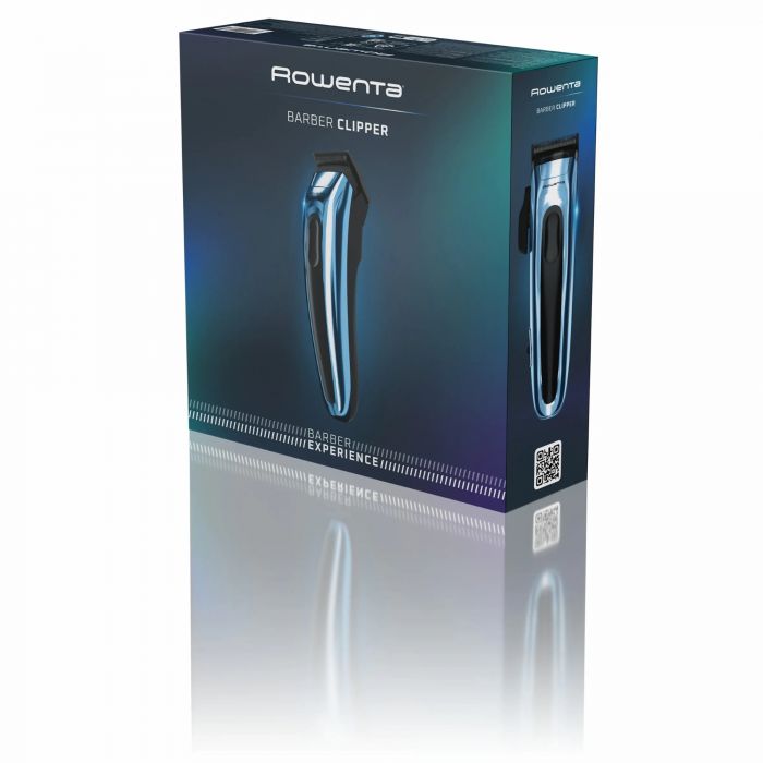 Машинка для стрижки Rowenta Barber Experience, для голови, мережа+акум., роторний мотор DC, насадок-12, нержавіюча сталь з покриттям DLC, синій