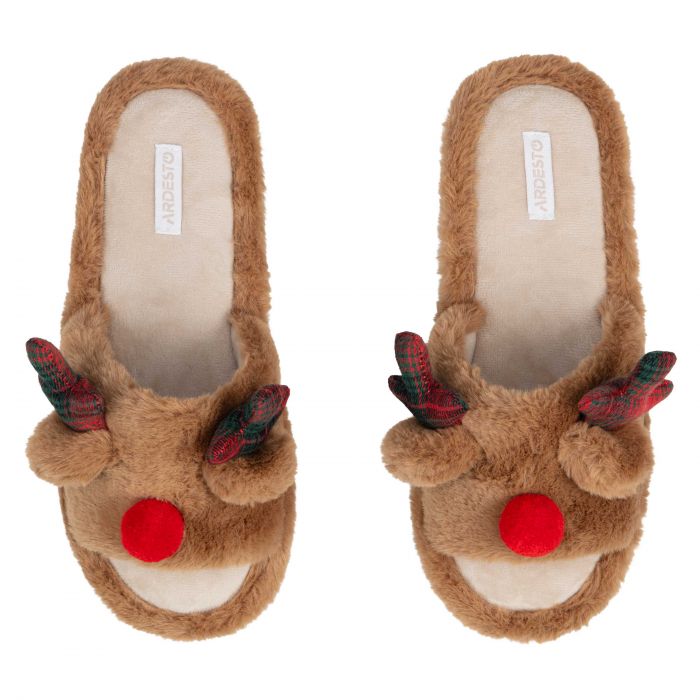 Взуття домашнє Ardesto Christmas 38/39 розмір, 100% поліестер, підошва 100% гума, коричневий