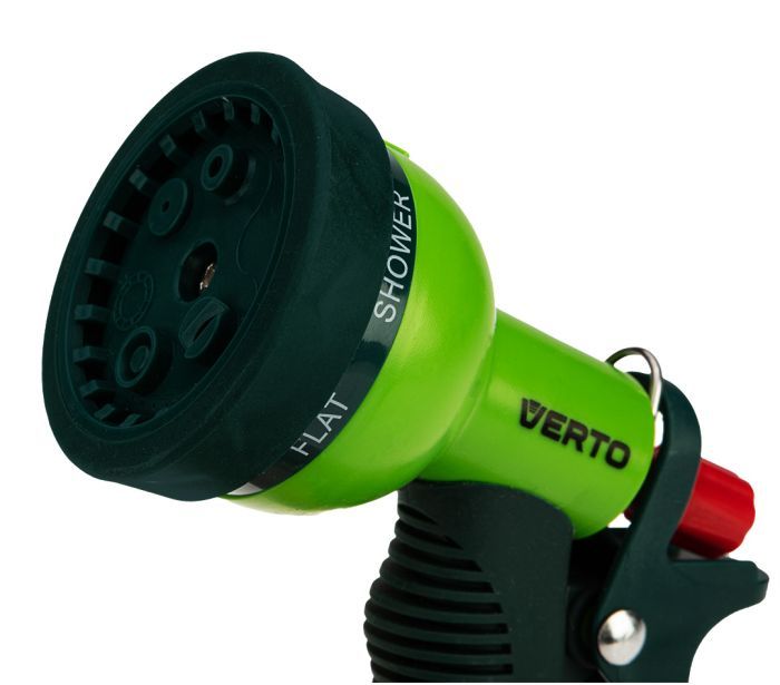 Зрошувач ручний Verto, пістолетний, 1/2"-3/4", 6 функцій, регулювання напорурегулювання напору / розпилу води, тримач двокомпонентний