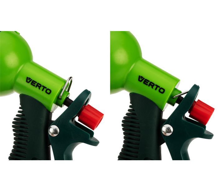 Зрошувач ручний Verto, пістолетний, 1/2"-3/4", 6 функцій, регулювання напорурегулювання напору / розпилу води, тримач двокомпонентний