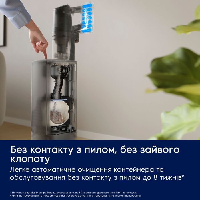 Пилосос Electrolux бездротовий, конт пил -0.4л, автон. робота до 90хв, вага-3.2кг, HEPA12, станція самоочищ., BRC, AutoMode, 5 насадок, білий
