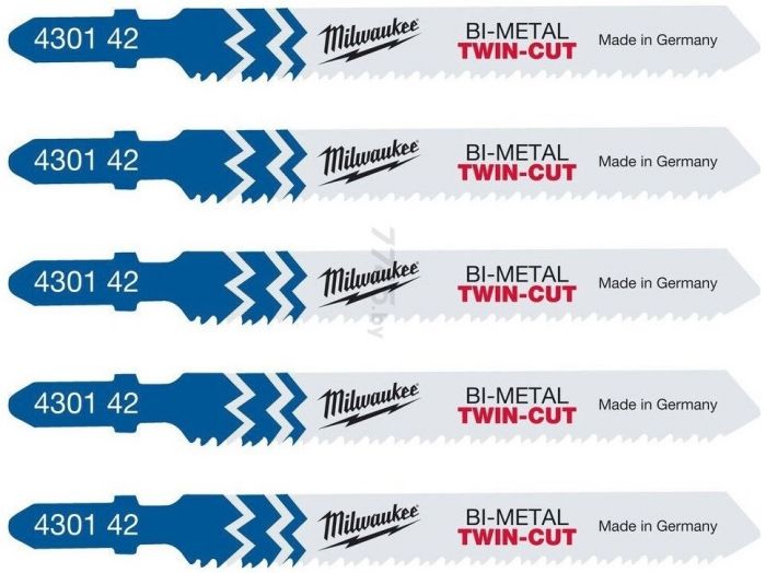 Полотно пиляльне для електролобзика Milwaukee T123XF Bi-Meta універсальне, крок зуба 2.5мм х 91мм, 5шт