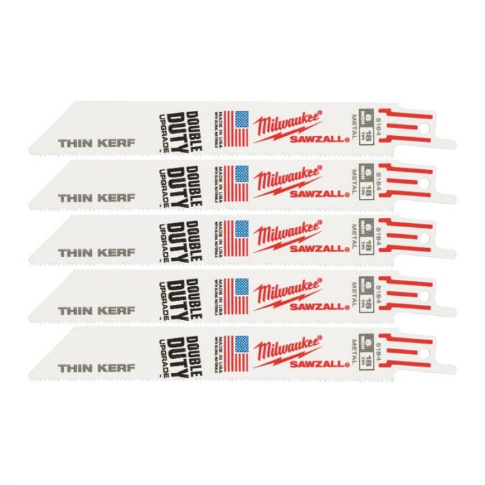 Полотно пиляльне для шабельної пилки Milwaukee THIN KERF універсальне, крок зуба 1.4мм х 150мм, 5шт