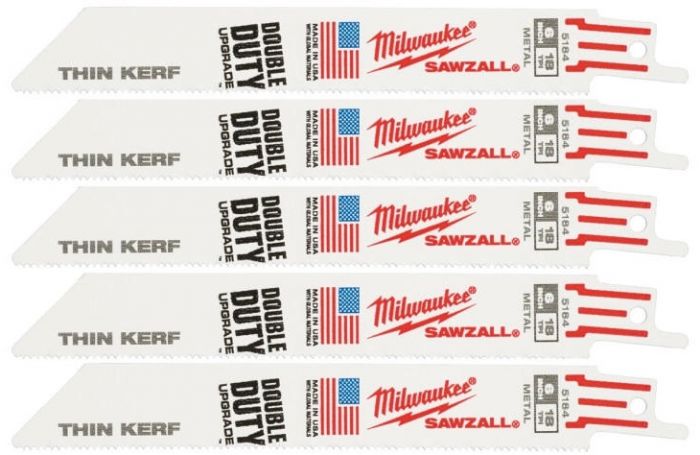 Полотно пиляльне для шабельної пилки Milwaukee THIN KERF універсальне, крок зуба 1.4мм х 150мм, 5шт