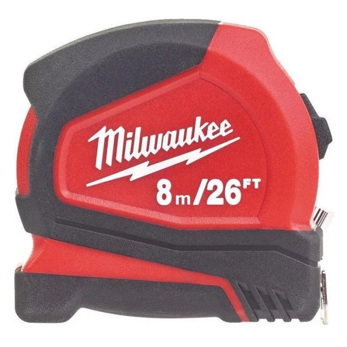 Рулетка Milwaukee Pro Compact C8-26/25, 8мх16мм, з фіксатором змотування, АБС-пластик