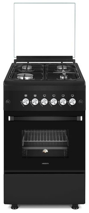 Плита Ardesto газова, 50л, 50x60см, скляна кришка, електропідпал, підсвічування, термометр, каво адаптер, відкидна шухляда,  форсунки LPG (підключення газового балона), чорний