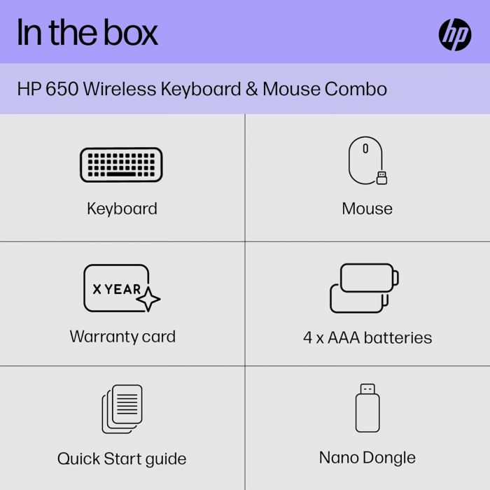 Комплект клавіатура та миша НР 650, WL, EN/UK, чорний