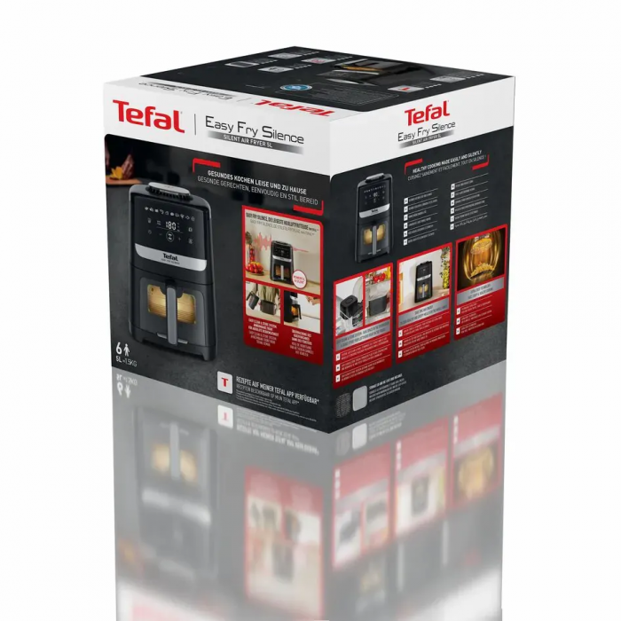 Мультипіч Tefal Easy Fry Silence Vision, 1670Вт, чаша-5л, сенсорне керув., 10 програм, з віконцем, пластик, чорний