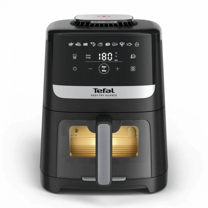 Мультипіч Tefal Easy Fry Silence Vision, 1670Вт, чаша-5л, сенсорне керув., 10 програм, з віконцем, пластик, чорний
