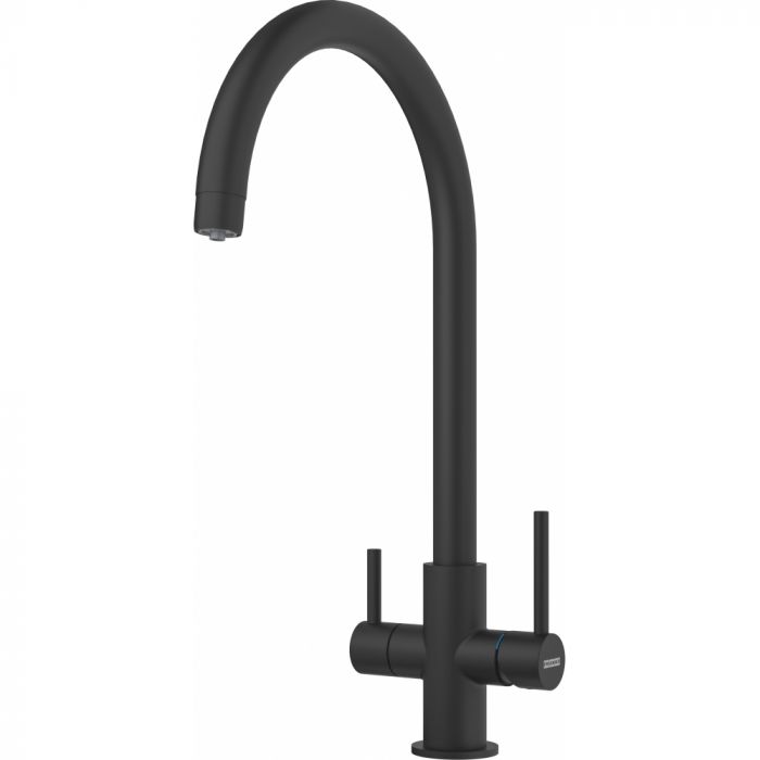 Змішувач для кухні Franke Lina Clear Water, довж.виливу - 272 мм, поворотний, 1+1 фільтр, хром-чорний