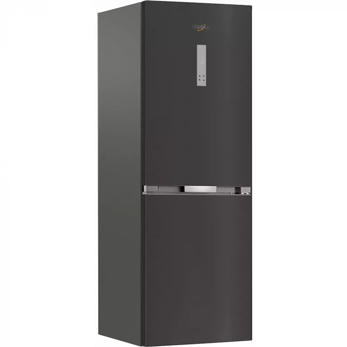 Холодильник Whirlpool з нижн. мороз., 186.5x60х66.3, холод.відд.-210л, мороз.відд.-104л, 2дв., А++, NF, дисплей, інв., зона нульова, сірий