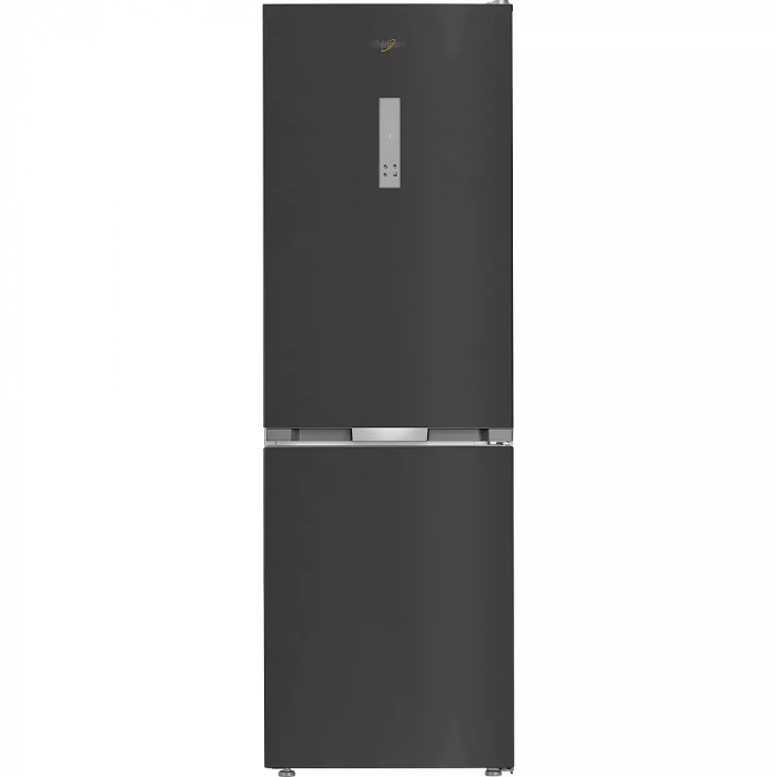 Холодильник Whirlpool з нижн. мороз., 186.5x60х66.3, холод.відд.-210л, мороз.відд.-104л, 2дв., А++, NF, дисплей, інв., зона нульова, сірий
