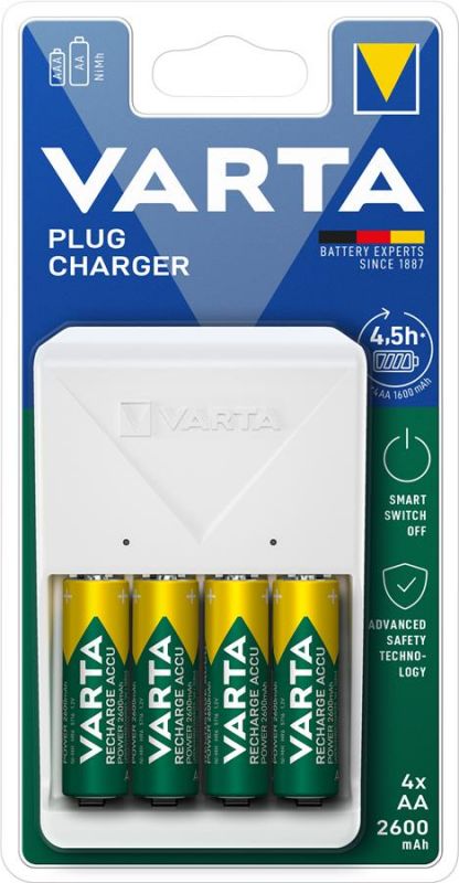 Зарядний пристрій Varta Plug Charger 4хNI MH AA2600 мА•год