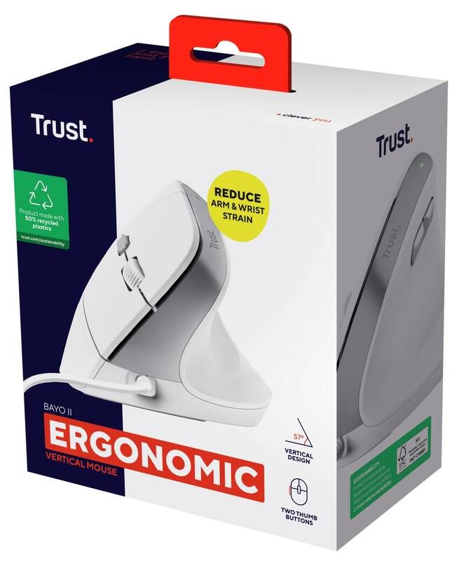 Миша Trust Bayo 2 Ergonomic, USB-A, біла