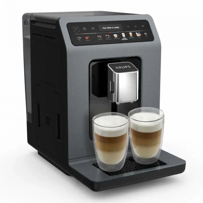 Кавомашина Krups Evidence Hot & Cold 2.3л, зерно, автомат.капучинатор, ОLED диспл, авторецептів - 18, сіро - чорний
