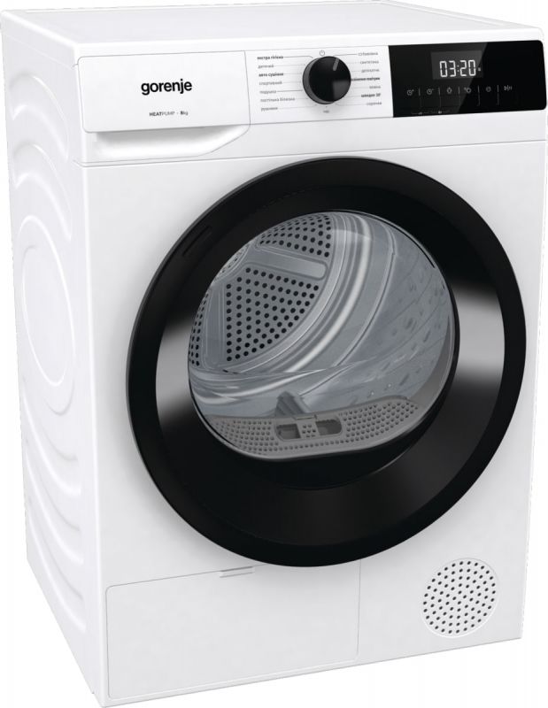 Сушильна машина Gorenje DHNE82/P конденсаційна, 8кг, А++, 60см, дисплей, білий