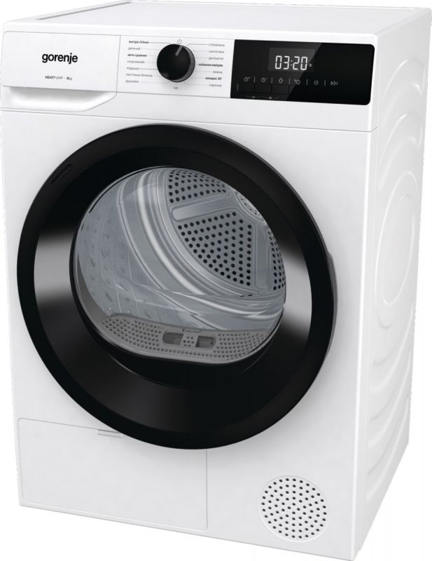Сушильна машина Gorenje DHNE82/P конденсаційна, 8кг, А++, 60см, дисплей, білий
