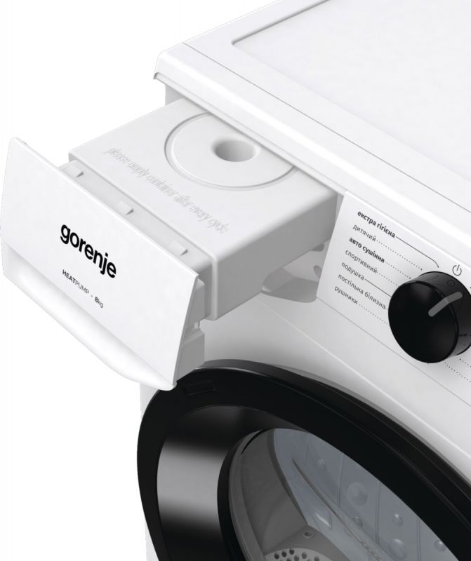 Сушильна машина Gorenje DHNE82/P конденсаційна, 8кг, А++, 60см, дисплей, білий