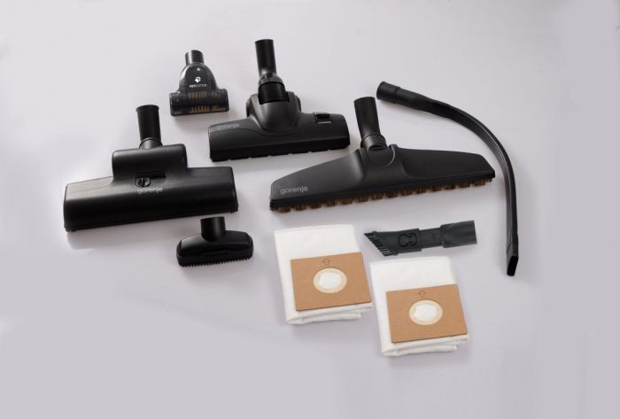 Пилосос Gorenje мішковий, 890Вт, 4л, HEPA, телескоп, LED-дисплей, турбощітка, чорний