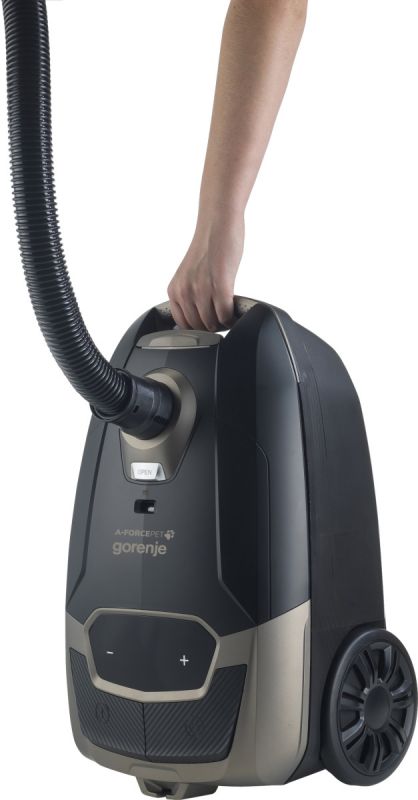Пилосос Gorenje мішковий, 890Вт, 4л, HEPA, телескоп, LED-дисплей, турбощітка, чорний