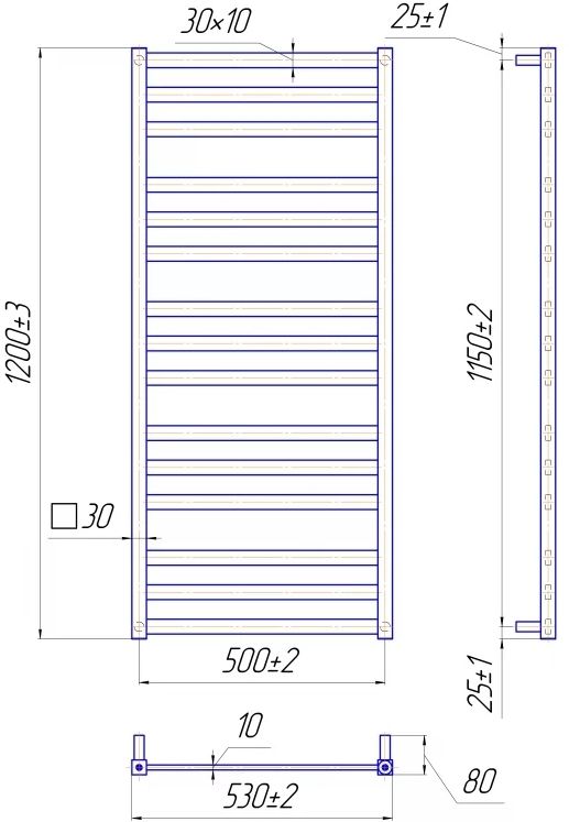 Рушникосушка Mario водяна Чікаго, 1200x530x80мм, нерж.сталь, хром