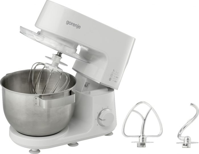 Кухонна машина Gorenje 800Вт, чаша-метал, корпус-метал, насадок-3, білий