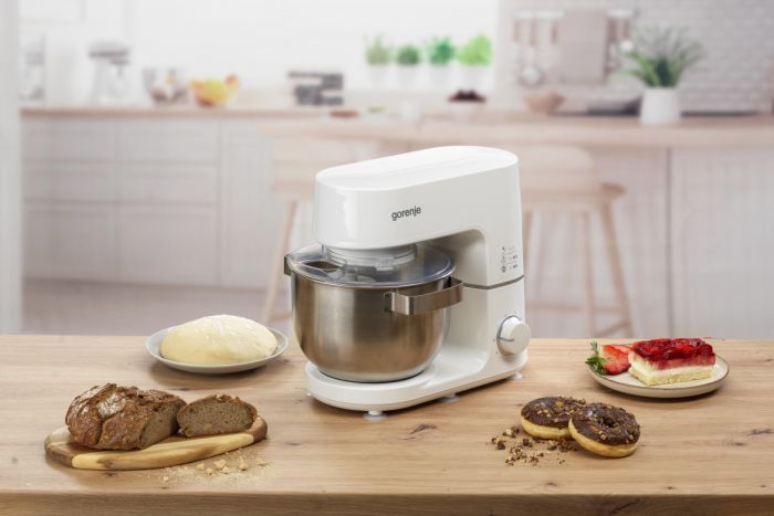 Кухонна машина Gorenje 800Вт, чаша-метал, корпус-метал, насадок-3, білий