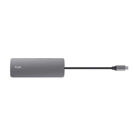 Адаптер Trust Dalyx  8in1 USB-C> 1xUSB-А 3.2/USB-A 2.0/2xUSB-С/HDMI/Ehernet/SD/microSD, Алюміній, 0.15м, Сірий
