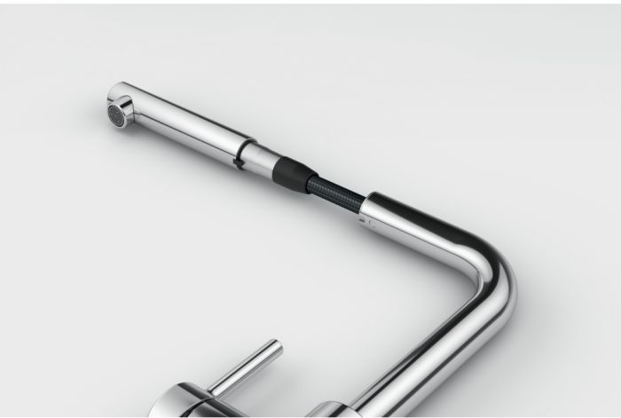 Змішувач для кухні Franke Lina L Pull Out, довж.виливу - 254 мм, поворотний, 1 важіль , хром