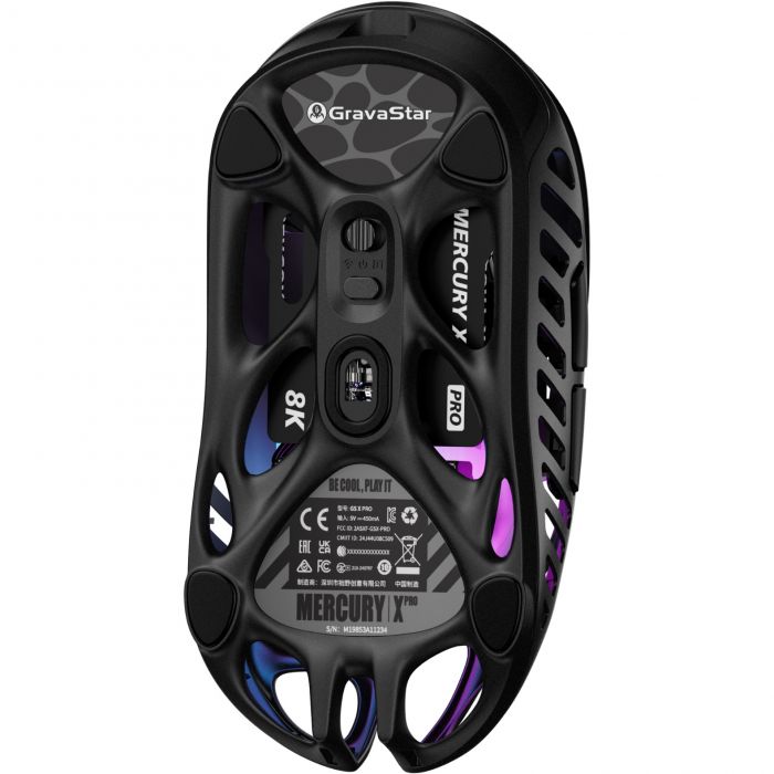 Миша GravaStar Mercury X Pro, 8K, BT/WL/USB-A, RGB, чорний