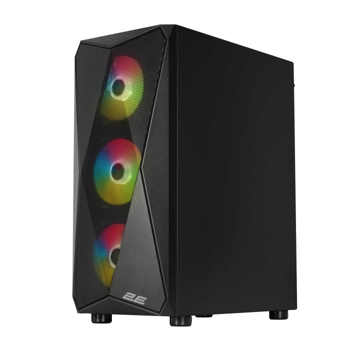 Корпус 2E GAMING Aruba G3313B, без БЖ 1xUSB3.0, 2xUSB2.0, 5x120мм ARGB, VGA 300мм, LCS ready, HUB, TG Side Panel, ATX, чорний