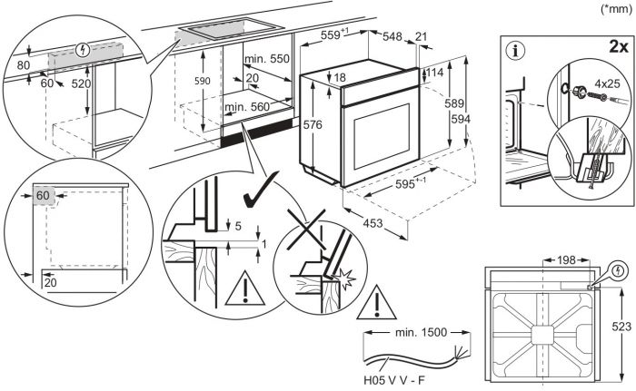 Духова шафа Electrolux електрична, 72л, A++, дисплей, конвекція, піроліз, телескопічні напрямні, чорний