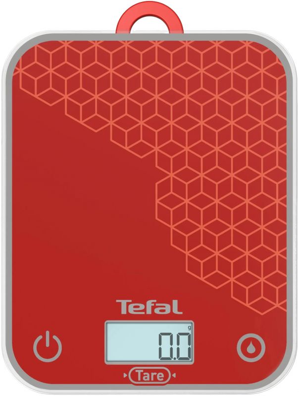 Ваги Tefal кухонні Optiss, 5кг, AAAx2 в комплекті, скло, червоний