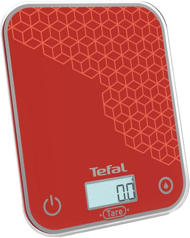 Ваги Tefal кухонні Optiss, 5кг, AAAx2 в комплекті, скло, червоний