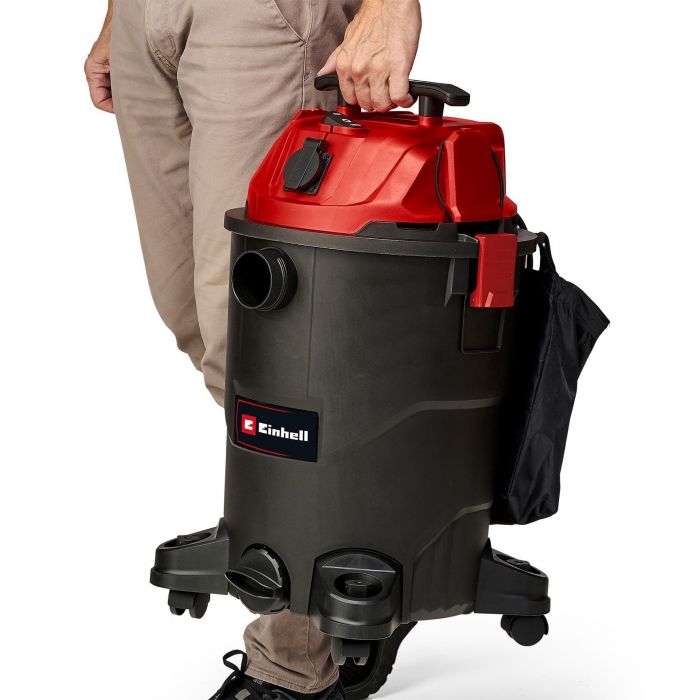 Пилосос професійний Einhell 1930 А, 1500 Вт, пластик 30 л, 190 мбар, шланг 2.5 м, кабель 3 м, розетка 2 кВт, 4.7 кг