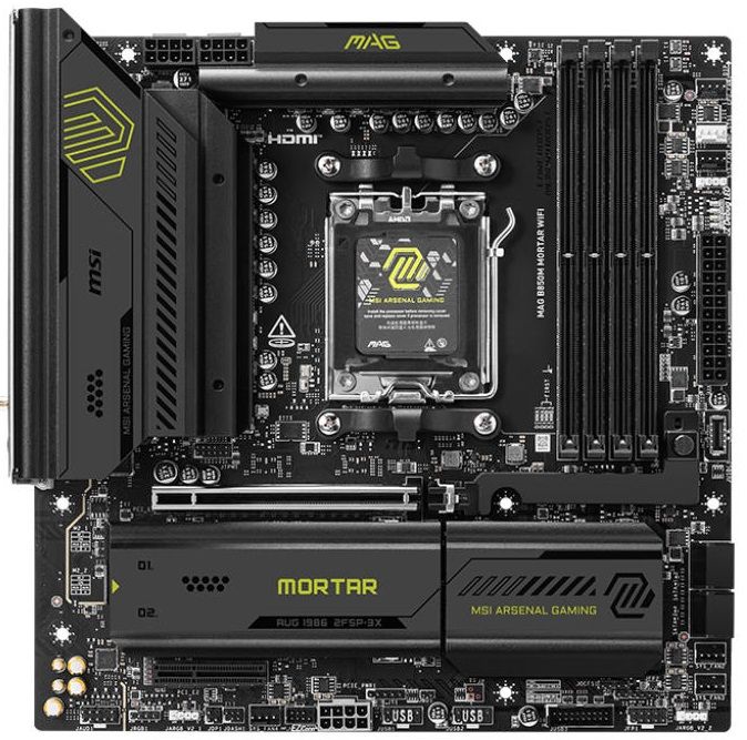 Материнcька плата MSI MAG B850M MORTAR WIFI sAM5 B850 4xDDR5 M.2 HDMI WiFi BT mATX