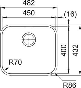 Мийка кухонна Franke Smart, нерж.сталь, прямокутник, без крила, 480х450мм, чаша - 1, накладна, SRX 110-45, нерж поліров.