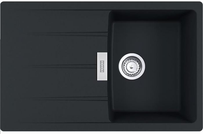 Мийка кухонна Franke Centro, фраграніт, прямокутник, з крилом, 780х500х200мм, чаша - 1, накладна, CNG 611-78, чорний матовий