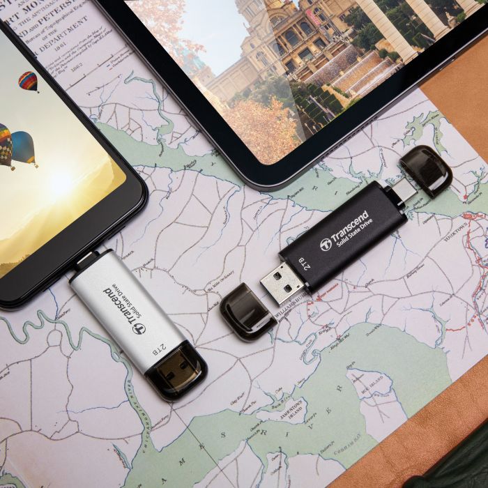 Портативний SSD Transcend  512GB USB 3.1 Gen 2 Type-A + Type-C ESD310 Чорний