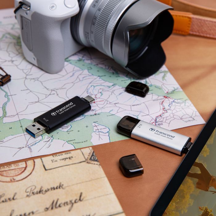 Портативний SSD Transcend  512GB USB 3.1 Gen 2 Type-A + Type-C ESD310 Чорний