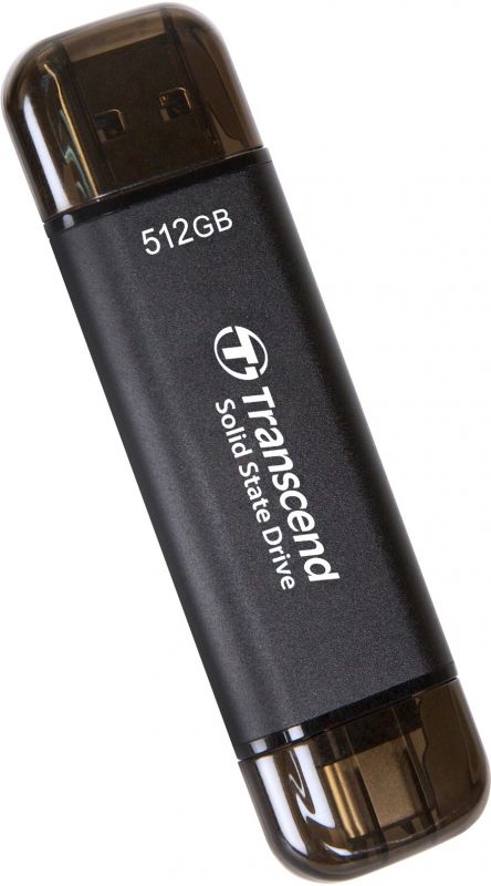 Портативний SSD Transcend  512GB USB 3.1 Gen 2 Type-A + Type-C ESD310 Чорний