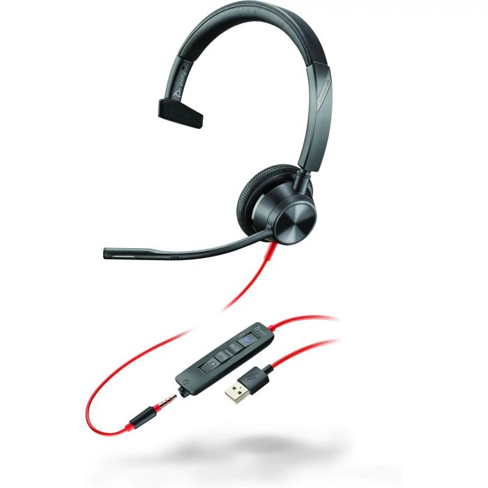Гарнітура комп'ютерна моно On-ear Poly Blackwire 3315-M, USB-A, всеспрямований, чорний