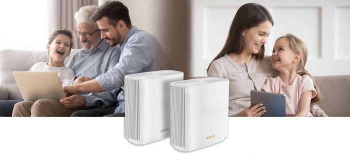 Система WiFi-Mesh ASUS ZenWiFi XT8 v2 AX6600, 3xGE LAN, 1x2.5GE WAN, 1xUSB3.1, 1мод, білий