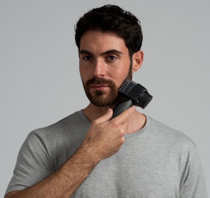 Тример Panasonic, для бороди, вусів, голови та тіла, мережа+акум., насадок-2, чохол, швидка зарядка, чорно-золотий