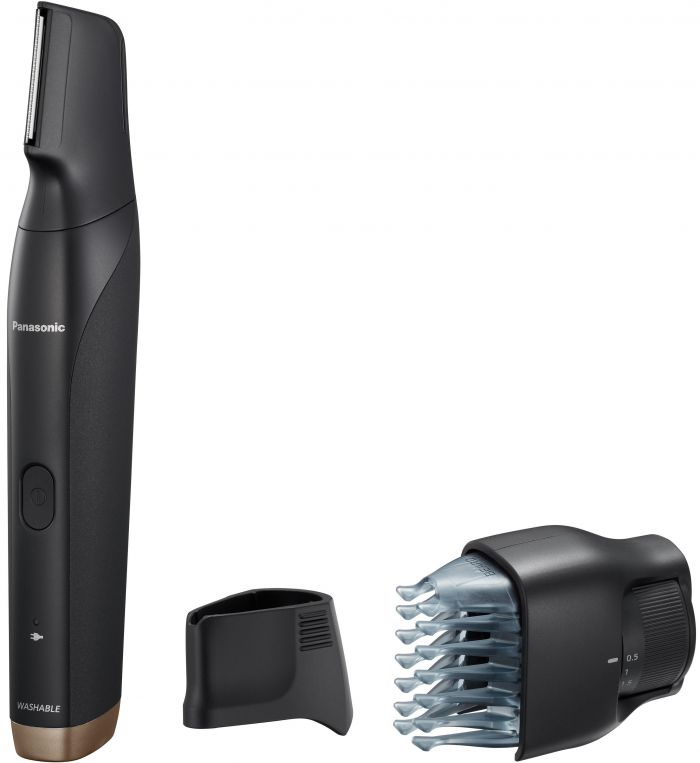 Тример Panasonic, для бороди, вусів, голови та тіла, мережа+акум., насадок-2, чохол, швидка зарядка, чорно-золотий