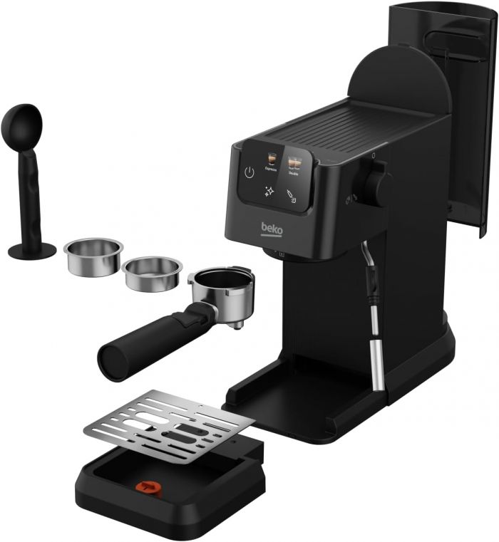Кавоварка Beko ріжкова 1.1л, мелена, ручний капучинатор, підігрів чашок, авторецептів - 2, дисплей, чорний